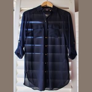 Black Sheer Button Blouse